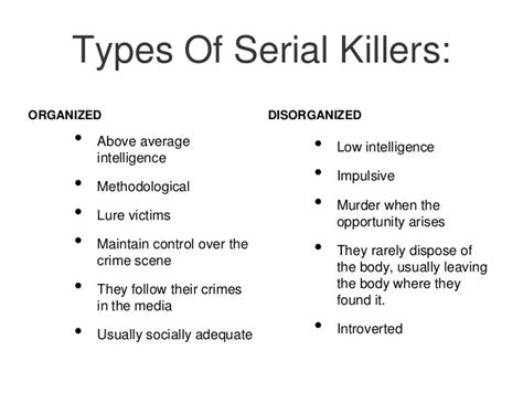 y A Typology of Serial Killers Holmes and DeBurger (1998) have provided a typology that divides serial killers into four broad types visionary, mission-oriented, hedonistic, and powercontrol. . Hedonistic killer example